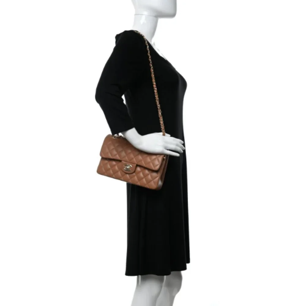 NEW Chanel Lambskin Quilted Small Classic Flap in Caramel 22S * unicorn *